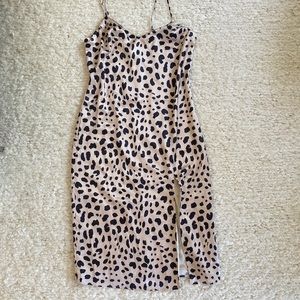 Animal Print Strappy Side Slit Dress